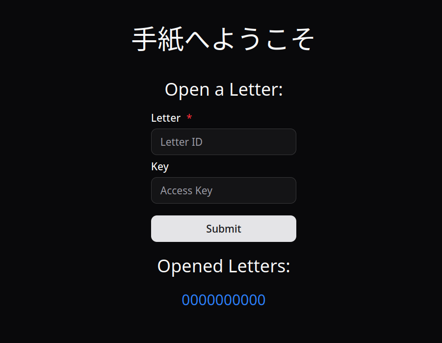 Home page letter selection menu